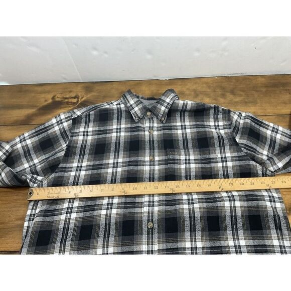 Eddie Bauer Mens Flannel Button Down Plaid Long Sleeve Shirt Gray Size Large - Picture 5 of 6